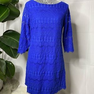 Royal Blue Lace Dress w/ 3/4 Length Sleeves